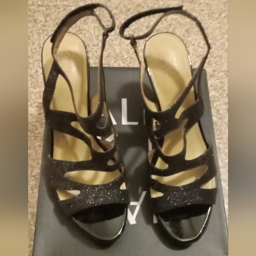 Naturalizer Black Glitter Strappy Heels